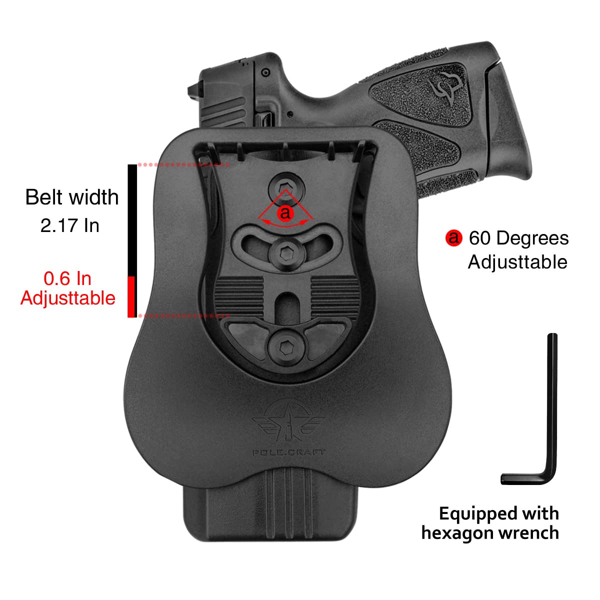 POLE.CRAFT OWB Paddle Polymer Holsters Fit: Taurus G3C / G2C / G3