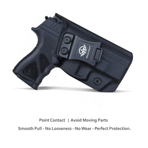 IWB Kydex Holster Custom Fit: Taurus TH9C Pistol - Inside Waistband Concealed Carry - Adj. Cant Retention - Cover Mag-Button - Widened Entrance - No Wear, No Jitte