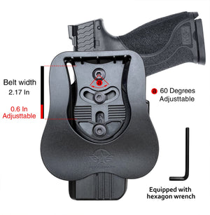 M&P 2.0 Holster OWB Paddle Polymer Holsters Fit: Smith & Wesson M&P 9mm M2.0 4"/4.25" Outside Waistband Open Carry Polymer Holster with Safety Lock, Angle Adjustable / 1.5"-2" Belt Adjustable