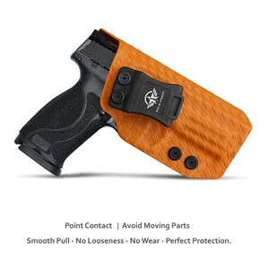 M&P 9mm Holster, M&P 2.0 Holster, Carbon Fiber Kydex Holster IWB Custom Fit: Smith & Wesson M&P 9mm M2.0 4"/4.25" Pistol - Inside Waistband Concealed Carry - Cover Mag-Button - Widened Entrance - No Wear, No Jitter (Orange, Right)