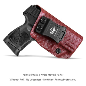 Taurus G3C Holster, Taurus G2C Holster, Carbon Fiber Kydex Holster IWB For Taurus G3C / G2C 9mm G2S / Millennium PT111 G2 / PT140 Pistol, Inside Waistband Concealed Holster Taurus G3C - Red, Right