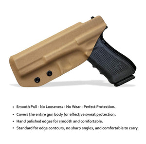 KYDEX IWB Holster Glock 17 Glock 22 Glock 31 Gun Holster IWB Inside Waistband Carry Concealed Holster Glock 17 Pistol Case Accessories - Tan - PoLe.Craft Holster & Knives