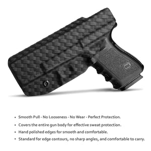 Glock 19 Holster, Carbon Fiber Kydex Holster IWB for Glock 19 19X Glock 23 Glock 25 Glock 32 Glock 45 (Gen 3 4 5) Pistol Case - Inside Waistband Carry Concealed Holster Glock 19 IWB (Black, Right)