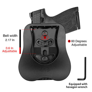 M&P Shield 9mm Holster OWB Paddle Holsters - Fit: Smith & Wesson M&P Shield Plus / M2.0/ M1.0 - 9mm/.40 S&W 3.1" Barrel - No-Laser & Integrated Laser, Outside Waistband Open Carry Polymer Holster with Safety Lock, Angle Adjustable/ 1.5"-2" Belt Adjustable