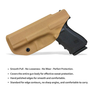 KYDEX IWB Holster Glock 19 19X 23 25 32 Cz P10 Gun Holsters Waistband Carry Concealed Holster Glock 19 Pistol Case Guns Accessories - Tan - PoLe.Craft Holster & Knives