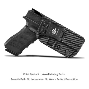 Glock 17 Holster, Carbon Fiber Kydex Holster IWB for Glock17 / Glock 22 / Glock 31 (Gen 3 4 5) Pistol - Inside Waistband Concealed Carry - Cover Mag-Button - Widened Entrance - No Wear, No Jitter