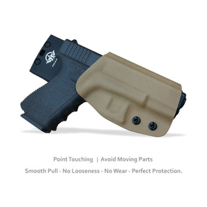 Kydex OWB Holster For Glock 19 19x Glock 23 25 32 Glock 17 22 31 Glock 26 27 33 (Gen 1-5) CZ P10 Gun Pistol Case Waistband Outside Carry 1.5-2 Inch Belt Clip - Adj. Width Height Cant, Entrance Widened - Tan / Orange - PoLe.Craft Holster & Knives