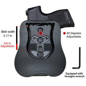 Sig P365 Holster OWB Paddle Polymer Holsters Fit: Sig Sauer P365 / P365 SAS Outside Waistband Open Carry Polymer Holster with Safety Lock, Angle Adjustable / 1.5"-2" Belt Adjustable