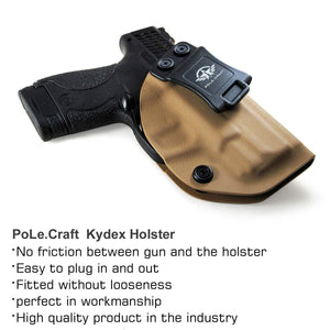 Kydex IWB Holster Fit: Smith & Wesson M&P Shield 9mm .40 S&W Pistol Case Concealed Carry - Inside Waistband Carry Concealed Holster M&P Shield 9mm .40 - Tan - PoLe.Craft Holster & Knives
