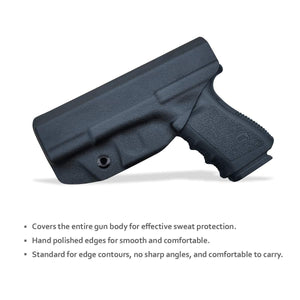 IWB Kydex Holster for Glock19 / 19X / Glock 23 / Glock 25 / Glock 32 / Glock 45 (Gen 3 4 5) - Glock 19 Holster IWB- Inside Waistband Carry Concealed - Cover Mag-Button - Widened Entrance - No Wear, No Jitter - Black - PoLe.Craft Holster & Knives