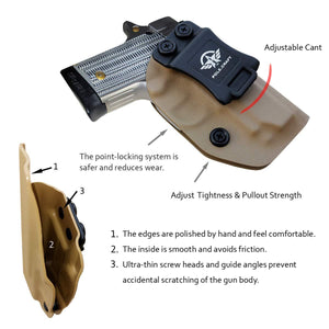 IWB Tactical KYDEX Holster Custom Fits: Sig Sauer P238 Gun Case Inside Waistband Carry Concealed Holster Pistol Pouch Bag Accessories - Tan - PoLe.Craft Holster & Knives