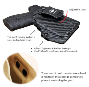 M&P Shield 40 Holster with TLR-6 Light Laser Carbon Fiber for Smith & Wesson M&P Shield 9mm/.40 w/TLR-6 - Inside Waistband Carry Concealed Holster M&P Shield 9mm with Laser (Black, Right Hand)