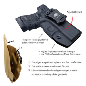 Glock 30S Holster IWB Kydex for Glock 30S Pistol - Inside Waistband Concealed Carry - Adj. Cant Retention - Cover Mag-Buttom - Widened Entrance - No Wear, No Jitter