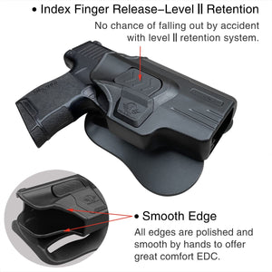 Sig P365 Holster OWB Paddle Polymer Holsters Fit: Sig Sauer P365 / P365 SAS Outside Waistband Open Carry Polymer Holster with Safety Lock, Angle Adjustable / 1.5"-2" Belt Adjustable