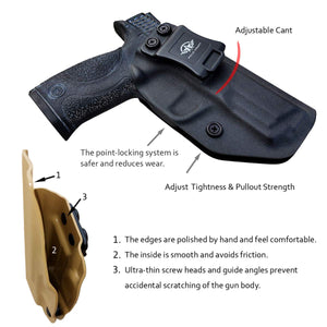 IWB KYDEX Holster M&P 40 Full Size 4.25" 9mm 40 S&W Pistol Case Inside Waistband Carry Concealed Holster Gun Accessories - Black