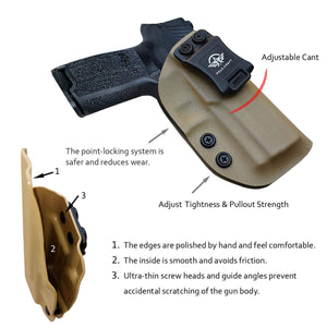Kydex IWB Holster Custom Fit Sig Sauer P320 Carry / P320 Compact Medium Pistol Case - Inside Waistband Carry Concealed Holster P320 Gun Accessories - Point Touch - No Wear - No Jitter - Tan - PoLe.Craft Holster & Knives