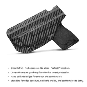 M&P Shield 9mm Holster IWB Kydex Carbon Fiber For Smith & Wesson M&P Shield 9mm .40 M2.0 S&W Pistol - With Integrated Laser - Inside Waistband Concealed Carry - Adj. Cant Retention - Cover Mag-Buttom - No Wear, No Jitter