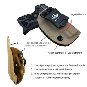 Kydex IWB Holster Custom Fits: Ruger LCP II - LCP 2 Pistol Case Pocket Inside Waistband Carry Concealed Holster IWB Pistol Pouch Gun Accessories - Point Touching - No Wear - No Jitter - Tan - PoLe.Craft Holster & Knives