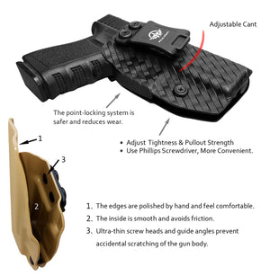 Glock 19 Holster, Carbon Fiber Kydex Holster IWB for Glock 19 19X Glock 23 Glock 25 Glock 32 Glock 45 (Gen 3 4 5) Pistol Case - Inside Waistband Carry Concealed Holster Glock 19 IWB (Black, Right)