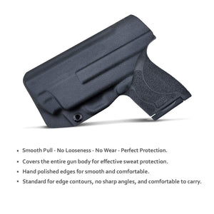 PoLe.Craft IWB Kydex Holster Custom Fit: Smith & Wesson M&P Shield 9/40 M2.0 S&W - with Integrated CT Laser - Inside Waistband Concealed Carry - Cover Mag-Button, Widened Entrance, No Wear, No Jitter - Black - PoLe.Craft Holster & Knives