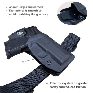 P365 Holster OWB Kydex for Sig Sauer P365 / P365 SAS Pistol Case , Sig P365 SAS Holster, Waistband Outside Carry 1.5-2 Inch Belt Clip with Leggings - Adj. Width Height Retention Cant, Entrance Widened