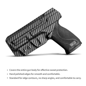 M&P 9mm Holster, M&P 2.0 Hoster IWB Kydex Carbon Fiber Custom Fit: Smith & Wesson M&P 9mm M2.0 4"/4.25" Pistol - Inside Waistband Concealed Carry - Cover Mag-Button - Widened Entrance - No Wear, No Jitter