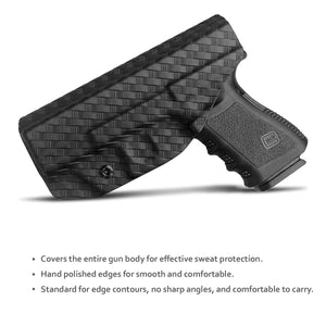 Glock 19 Holster, Carbon Fiber Kydex Holster IWB for Glock 19 19X Glock 23 Glock 25 Glock 32 Glock 45 (Gen 3 4 5) Pistol Case - Inside Waistband Carry Concealed Holster Glock 19 IWB (Black, Right)