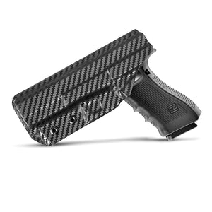 Glock 17 Holster, Carbon Fiber Kydex Holster IWB for Glock17 / Glock 22 / Glock 31 (Gen 3 4 5) Pistol - Inside Waistband Concealed Carry - Cover Mag-Button - Widened Entrance - No Wear, No Jitter