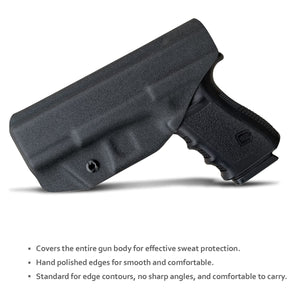 IWB Kydex Leather Holster for: Glock 19 / Glock 19X / Glock 25 / Glock 44 / Glock 45 (Gen 1-5) & Glock 23 / Glock 32 (Gen 3-4) Pistol Case - Inside Waistband Concealed Carry - No Scratch, No Dropping