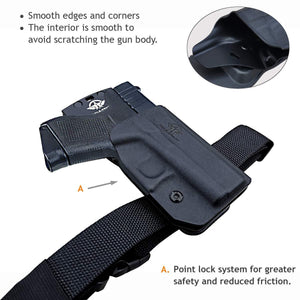 PoLe.Craft OWB Kydex Holster Custom Fit: Glock 43 / Glock 43X (Gen 3 4 5) Pistol - Outside Waistband Carry 1.5-2 Inch Belt Clip - Adj. Width/Height/Retention/Cant, Entrance Widened (Black, Right Hand Draw (OWB)) - PoLe.Craft Holster & Knives
