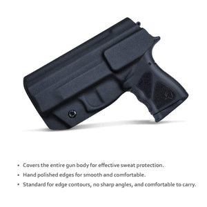 IWB Kydex Holster Custom Fit: Taurus TH9C Pistol - Inside Waistband Concealed Carry - Adj. Cant Retention - Cover Mag-Button - Widened Entrance - No Wear, No Jitte