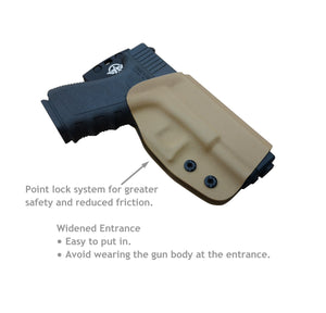 Kydex OWB Holster For Glock 19 19x Glock 23 25 32 Glock 17 22 31 Glock 26 27 33 (Gen 1-5) CZ P10 Gun Pistol Case Waistband Outside Carry 1.5-2 Inch Belt Clip - Adj. Width Height Cant, Entrance Widened - Tan / Orange - PoLe.Craft Holster & Knives