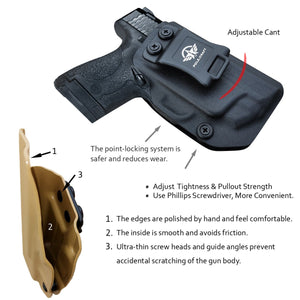 Kydex IWB Holster Fit: Smith & Wesson M&P 45 Shield M2.0 9mm .40 S&W / Crimson Trace Laser Concealed Carry - Inside Waistband Carry Concealed Holster M&P Shield 9mm - Black - PoLe.Craft Holster & Knives