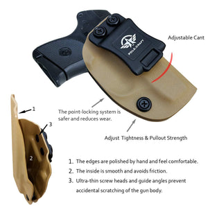 IWB Tactical KYDEX Holster Custom Fits: Ruger LCP 380 Gun Case Inside Waistband Carry Concealed Holster Pistol Pouch Bag Accessories - Tan - PoLe.Craft Holster & Knives