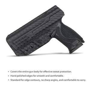 M&P 9mm Holster, M&P 2.0 Holster, Carbon Fiber Kydex Holster IWB Custom Fit: Smith & Wesson M&P 9mm M2.0 4"/4.25" Pistol - Inside Waistband Concealed Carry - Cover Mag-Button - Widened Entrance - No Wear, No Jitter (Black)