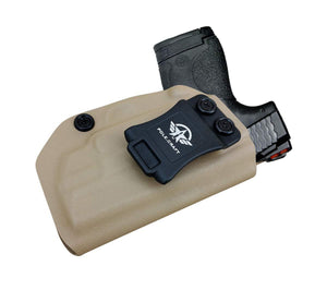 Kydex IWB Holster Fit: Smith & Wesson M&P 45 Shield M2.0 9mm .40 S&W / Crimson Trace Laser Concealed Carry - Inside Waistband Carry Concealed Holster M&P Shield 9mm - Tan - PoLe.Craft Holster & Knives