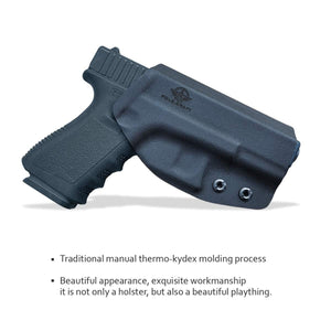 Kydex OWB Holster Fit Glock 19 19x / Glock 23 25 32 / Glock 17 22 31 Glock 26 27 30s (Gen 1-5) CZ P10 Pistol Case Waistband Outside Carry 1.5-2 Inch Belt Clip - Adj. Width Height Cant - Entrance Widen - Black - PoLe.Craft Holster & Knives