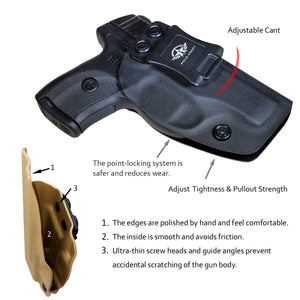 KYDEX IWB Holster LC9 Concealed Carry Holster Ruger LC9S Holster Concealed - Kydex Holster for Ruger LC9 Accessories - IWB Concealed Holster Pistol Case - Black - PoLe.Craft Holster & Knives