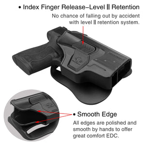 M&P Shield 9mm Holster OWB Paddle Holsters - Fit: Smith & Wesson M&P Shield Plus / M2.0/ M1.0 - 9mm/.40 S&W 3.1" Barrel - No-Laser & Integrated Laser, Outside Waistband Open Carry Polymer Holster with Safety Lock, Angle Adjustable/ 1.5"-2" Belt Adjustable