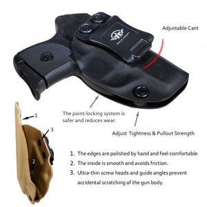 IWB Tactical KYDEX Holster Custom Fits: Ruger LCP 380 Gun Case Inside Waistband Carry Concealed Holster Pistol Pouch Bag Accessories - Black - PoLe.Craft Holster & Knives