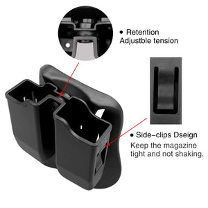 OWB Double Magazine Polymer Holster - Double Magazine Pouch - Available Model: 9mm .40 Double Stack Mag Holder for: Glock Sig sauer Ruger Beretta Browning Taurus H&K CZ Walther Colt Most Pistol Mags Magazines Holder Case