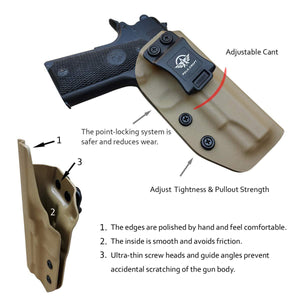 IWB Kydex Holster Colt 1911 Commander .45 / 4.5 Inch Concealed Carry - IWB 1911 Commander Holster - Concealed 1911 Holster IWB - Kydex IWB Holster 1911 Concealed - Tan - PoLe.Craft Holster & Knives