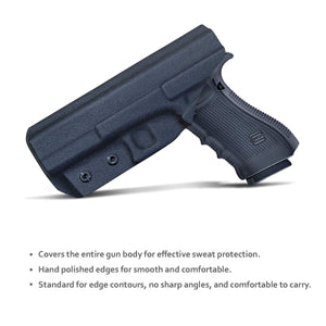 Kydex IWB Holster Custom Fit: Glock17 / Glock 22 / Glock 31 (Gen 3 4 5) Pistol - Inside Waistband Concealed Carry - Adj. Cant Retention - Cover Mag-Buttom - Widened Entrance - No Wear, No Jitter