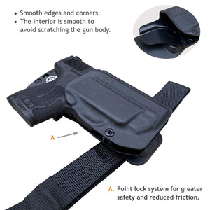 M&P Shield 9mm Holster OWB Kydex for Smith & Wesson M&P Shield 9mm / .40 M2.0 - with Integrated Laser Pistol Case - M&P Shield Holster OWB with Laser - Outside Waistband Carry 1.5-2 Inch Belt Clip with Leggings - Adj. Width Height Retention Cant, Widened