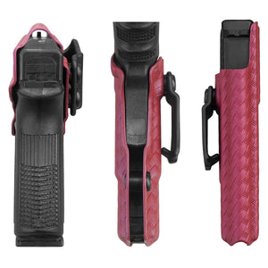 Glock 19 Holster, Carbon Fiber Kydex Holster IWB for Glock 19 19X Glock 23 Glock 25 Glock 32 Glock 45 (Gen 3 4 5) Pistol Case - Inside Waistband Carry Concealed Holster Glock 19 IWB (Red, Right)