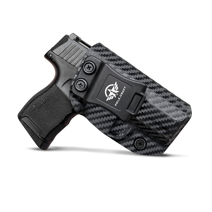 Sig P365 Holster IWB Kydex Carbon Fiber Custom Fit: Sig Sauer P365 / P365 SAS Pistol - Inside Waistband Concealed Carry - Adj. Cant Retention - Cover Mag-Button - No Wear - No Jitter