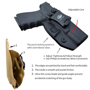 KYDEX IWB Holster Glock 19 19X 23 25 32 Cz P10 Gun Holsters Waistband Carry Concealed Holster Glock 19 Pistol Case Guns Accessories - Black - PoLe.Craft Holster & Knives