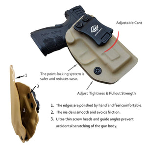 IWB Tactical KYDEX Gun Holster Custom Fits: SpringField XD-9 Single Stack Pistol Case Inside Waistband Carry Concealed Holster Guns Accessories Pouch Bag - Tan - PoLe.Craft Holster & Knives