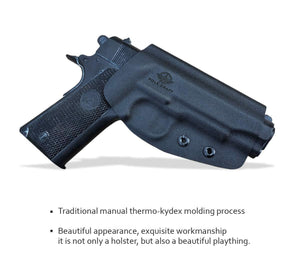 Kydex OWB Holster Fits: Colt Commander 1911 .45 / 9mm / 4.25" / 4.5" / PT1911 Gun Holster Outside Waistband Carry Pistol Case 1.5-2 Inch Belt Clip With Lock - Adj. Width Height Cant - Entrance Widen - Black - PoLe.Craft Holster & Knives