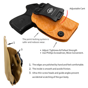 Ruger LCP 380 Holster, Carbon Fiber Kydex Holster IWB for Ruger LCP 380 Concealed Carry - Inside Waistband Concealed Holster LCP 380 Auto Pistol Case Pocket Gun Pouch Accessories (Orange, Right Hand)